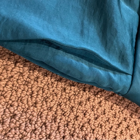 Strapless satiny blue/teal formal dress with pockets - never worn. - Picture 3 of 5